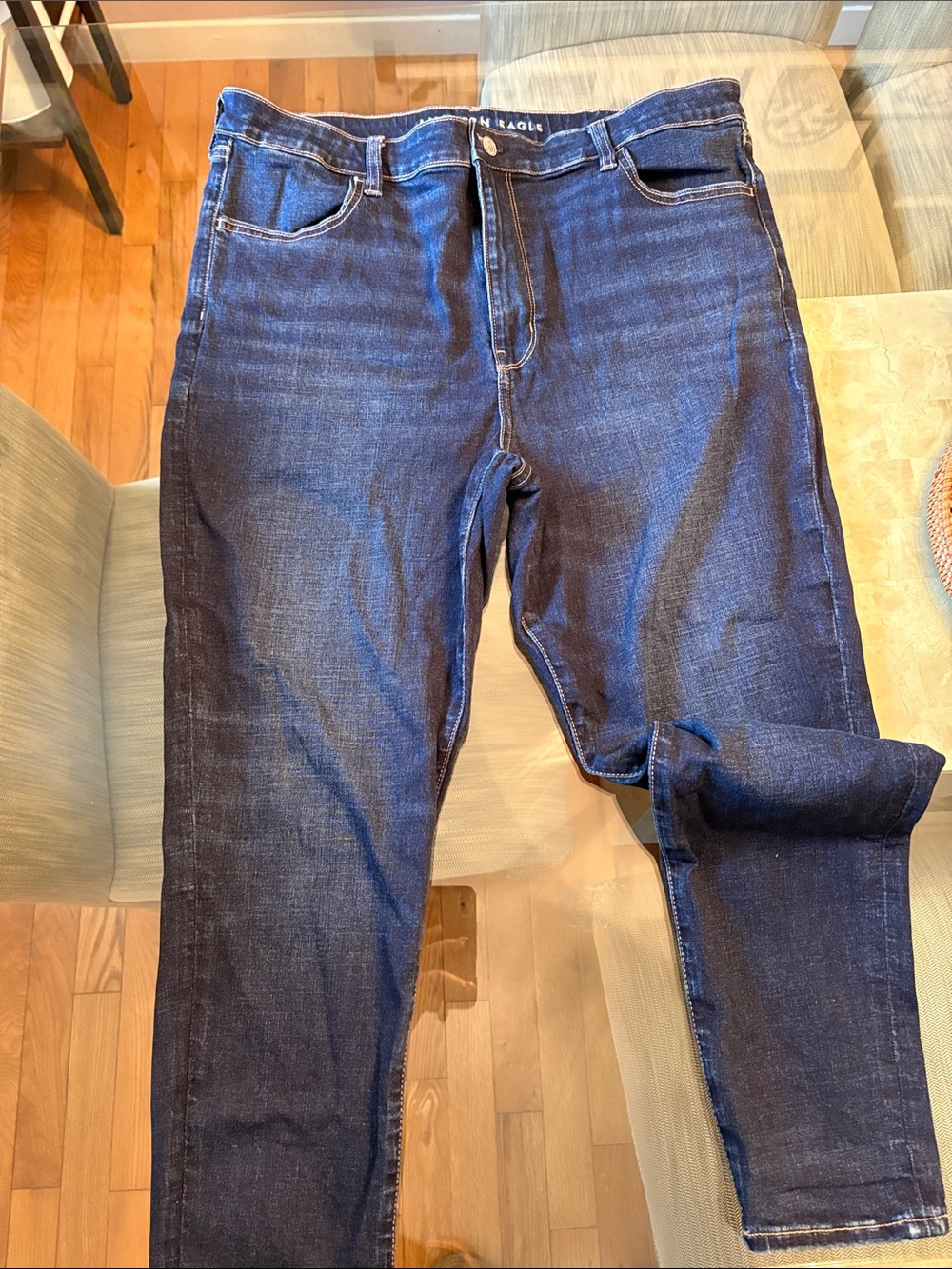 American Eagle Dark Indigo super high rise jeggings